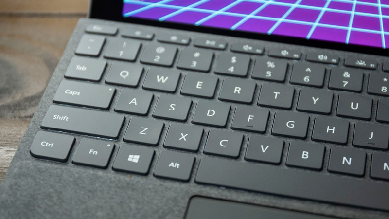 The backlit keyboard cover feels great to type on.